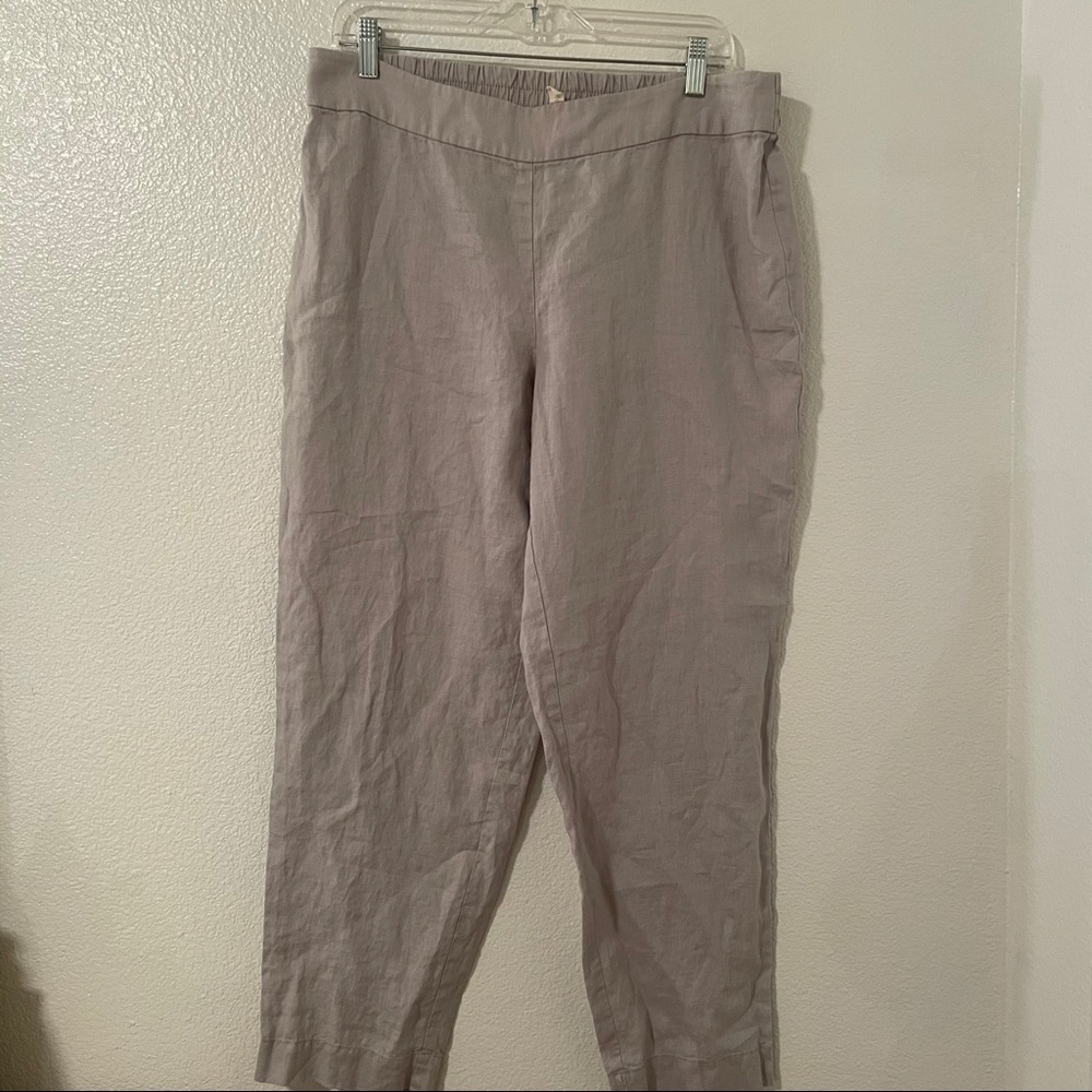 Eileen Fisher Gray Linen Pants M